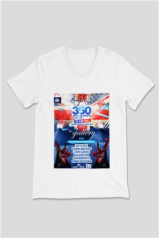 Aly & Fila Beyaz Unisex V Yaka Tişört T-Shirt