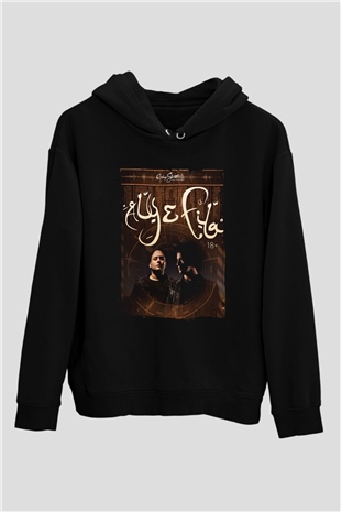 Aly & Fila Siyah Unisex Kapüşonlu Sweatshirt