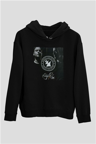 Aly & Fila Siyah Unisex Kapüşonlu Sweatshirt