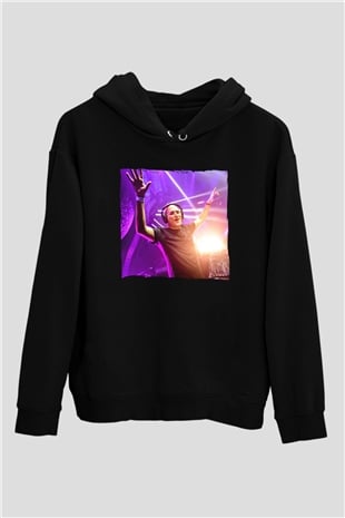 Aly & Fila Siyah Unisex Kapüşonlu Sweatshirt