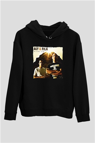 Aly & Fila Siyah Unisex Kapüşonlu Sweatshirt