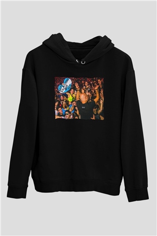 Aly & Fila Siyah Unisex Kapüşonlu Sweatshirt