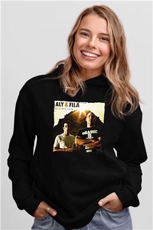Aly & Fila Siyah Unisex Kapüşonlu Sweatshirt