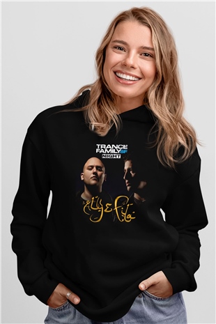 Aly & Fila Siyah Unisex Kapüşonlu Sweatshirt