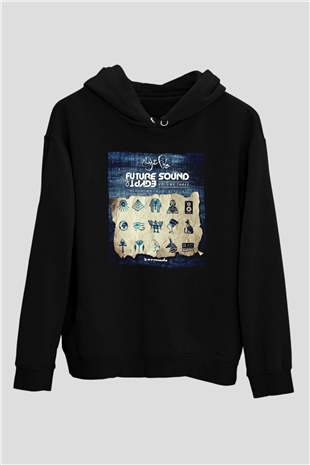 Aly & Fila Siyah Unisex Kapüşonlu Sweatshirt