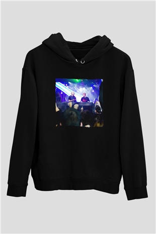 Aly & Fila Siyah Unisex Kapüşonlu Sweatshirt