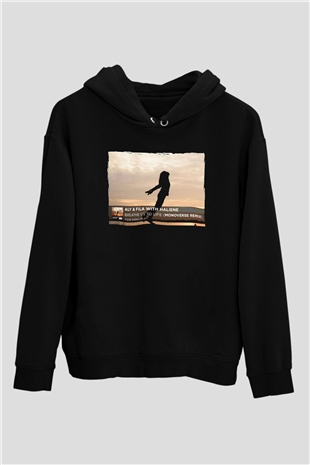 Aly & Fila Siyah Unisex Kapüşonlu Sweatshirt