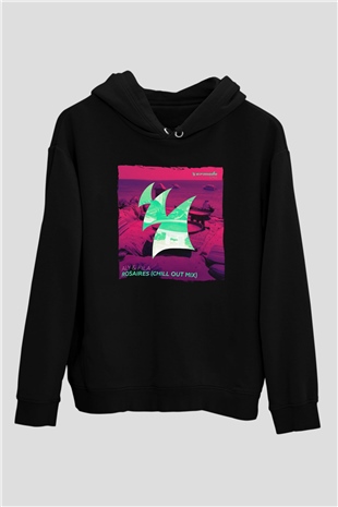 Aly & Fila Siyah Unisex Kapüşonlu Sweatshirt