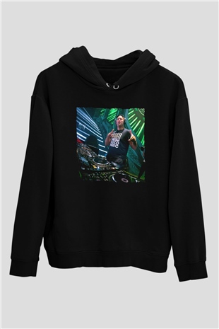Aly & Fila Siyah Unisex Kapüşonlu Sweatshirt