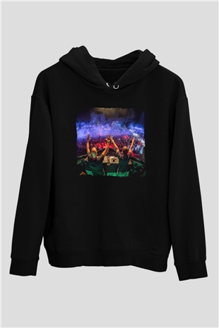 Aly & Fila Siyah Unisex Kapüşonlu Sweatshirt