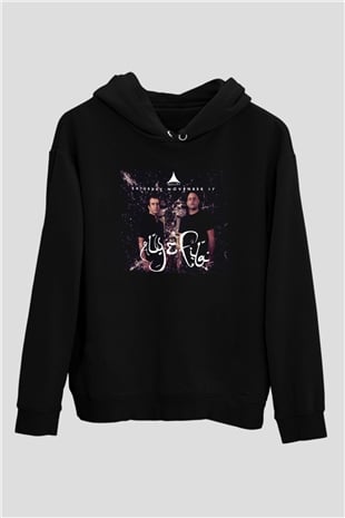 Aly & Fila Siyah Unisex Kapüşonlu Sweatshirt