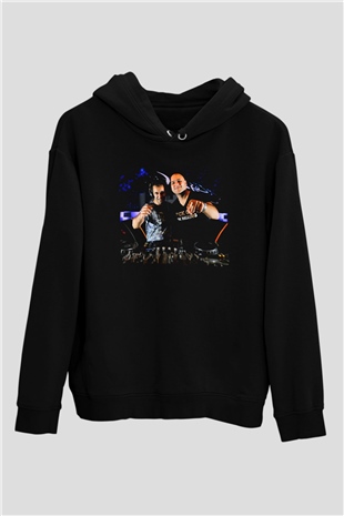 Aly & Fila Siyah Unisex Kapüşonlu Sweatshirt