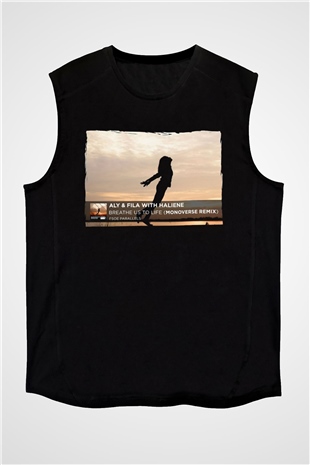 Aly & Fila Siyah Unisex Kolsuz Tişört