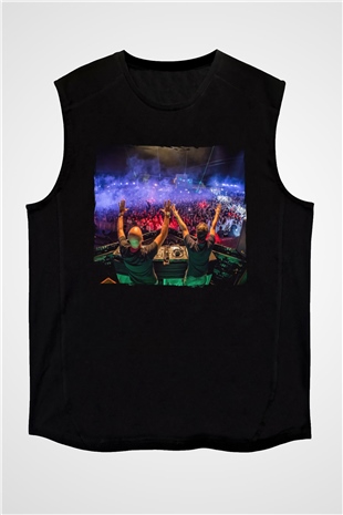 Aly & Fila Siyah Unisex Kolsuz Tişört