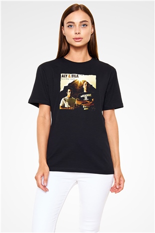 Aly & Fila Siyah Unisex Tişört T-Shirt - TişörtFabrikası