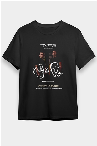 Aly & Fila Siyah Unisex Tişört T-Shirt - TişörtFabrikası