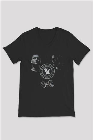 Aly & Fila Siyah Unisex V Yaka Tişört