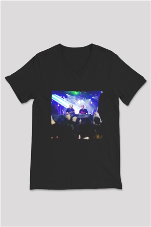 Aly & Fila Siyah Unisex V Yaka Tişört