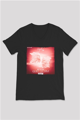 Aly & Fila Siyah Unisex V Yaka Tişört