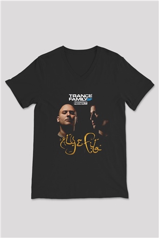 Aly & Fila Siyah Unisex V Yaka Tişört
