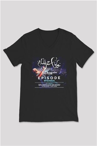 Aly & Fila Siyah Unisex V Yaka Tişört