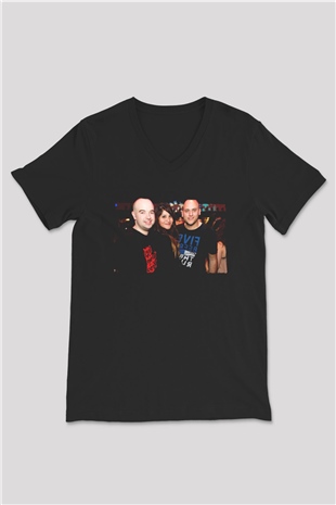 Aly & Fila Siyah Unisex V Yaka Tişört