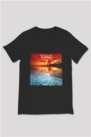 Aly & Fila Siyah Unisex V Yaka Tişört