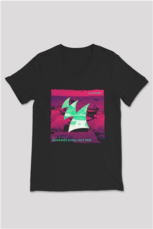 Aly & Fila Siyah Unisex V Yaka Tişört