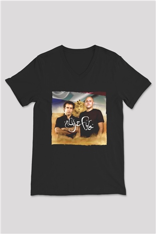 Aly & Fila Siyah Unisex V Yaka Tişört