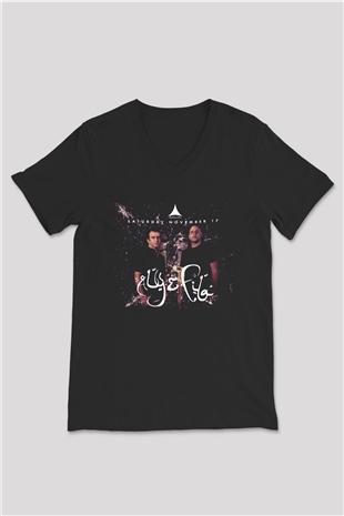 Aly & Fila Siyah Unisex V Yaka Tişört