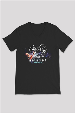 Aly & Fila Siyah Unisex V Yaka Tişört