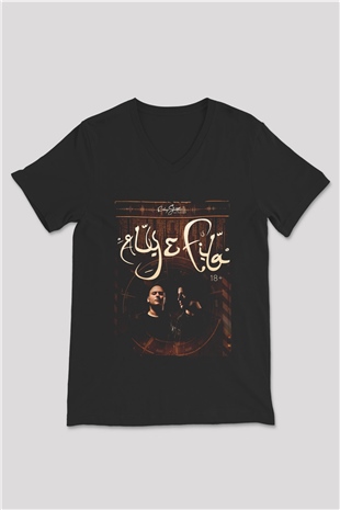 Aly & Fila Siyah Unisex V Yaka Tişört