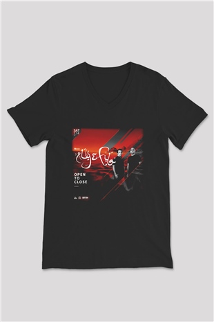 Aly & Fila Siyah Unisex V Yaka Tişört T-Shirt