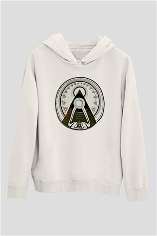 Amaranthe Baskılı Beyaz Unisex Kapüşonlu Sweatshirt