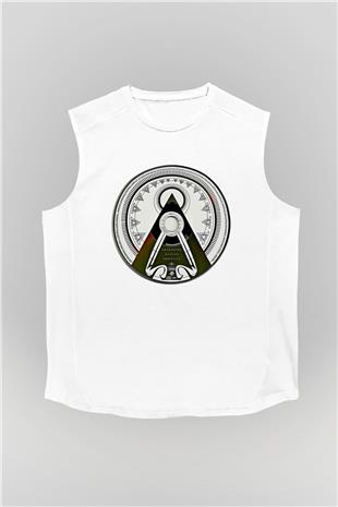Amaranthe Baskılı Beyaz Unisex Kolsuz Tişört - Tshirt
