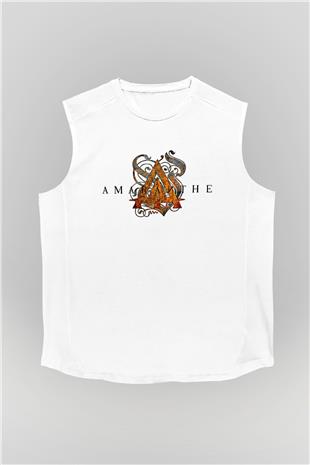 Amaranthe Baskılı Beyaz Unisex Kolsuz Tişört - Tshirt