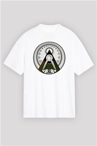 Amaranthe Baskılı Beyaz Unisex Oversize Tişört - Tshirt