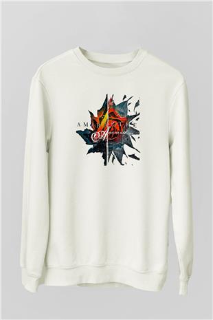 Amaranthe Baskılı Beyaz Unisex Sweatshirt