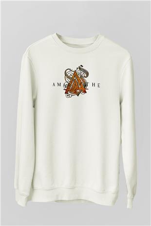 Amaranthe Baskılı Beyaz Unisex Sweatshirt