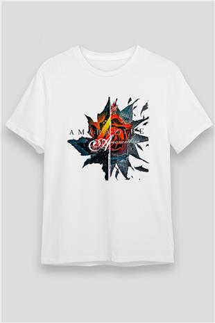 Amaranthe Baskılı Unisex Beyaz Tişört - Tshirt