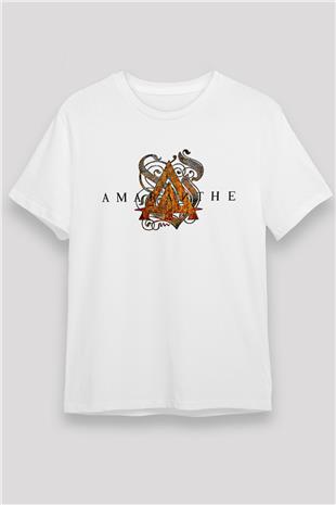 Amaranthe Baskılı Unisex Beyaz Tişört - Tshirt