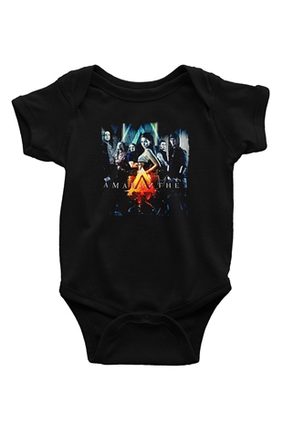 Amaranthe Baskılı Unisex Siyah Bebek Body - Zıbın