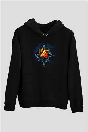 Amaranthe Baskılı Unisex Siyah Kapüşonlu Sweatshirt