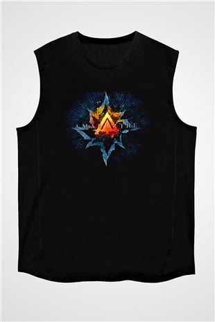 Amaranthe Baskılı Unisex Siyah Kolsuz Tişört - Tshirt