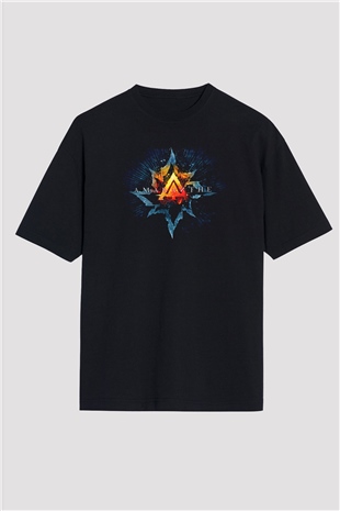 Amaranthe Baskılı Unisex Siyah Oversize Tişört - Tshirt