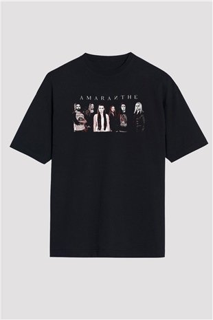 Amaranthe Baskılı Unisex Siyah Oversize Tişört - Tshirt