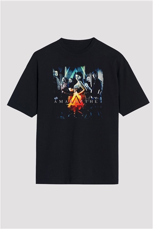 Amaranthe Baskılı Unisex Siyah Oversize Tişört - Tshirt