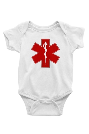 Ambulans şoförü Baskılı Beyaz Unisex Bebek Body - Zıbın