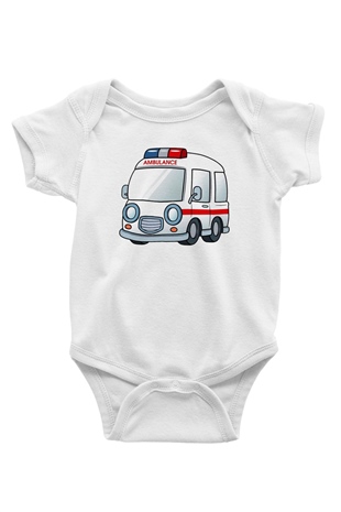 Ambulans şoförü Baskılı Beyaz Unisex Bebek Body - Zıbın