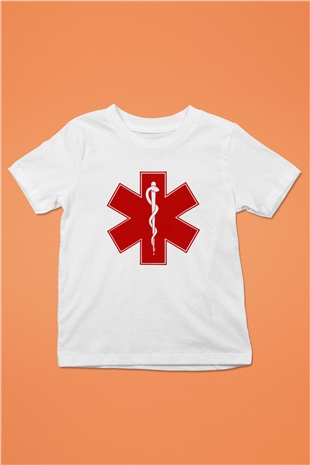 Ambulans şoförü Baskılı Beyaz Unisex Çocuk Tişört